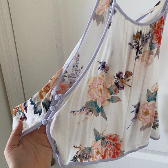 Free People Break Free Tank Top White Floral - Picture 7 of 9